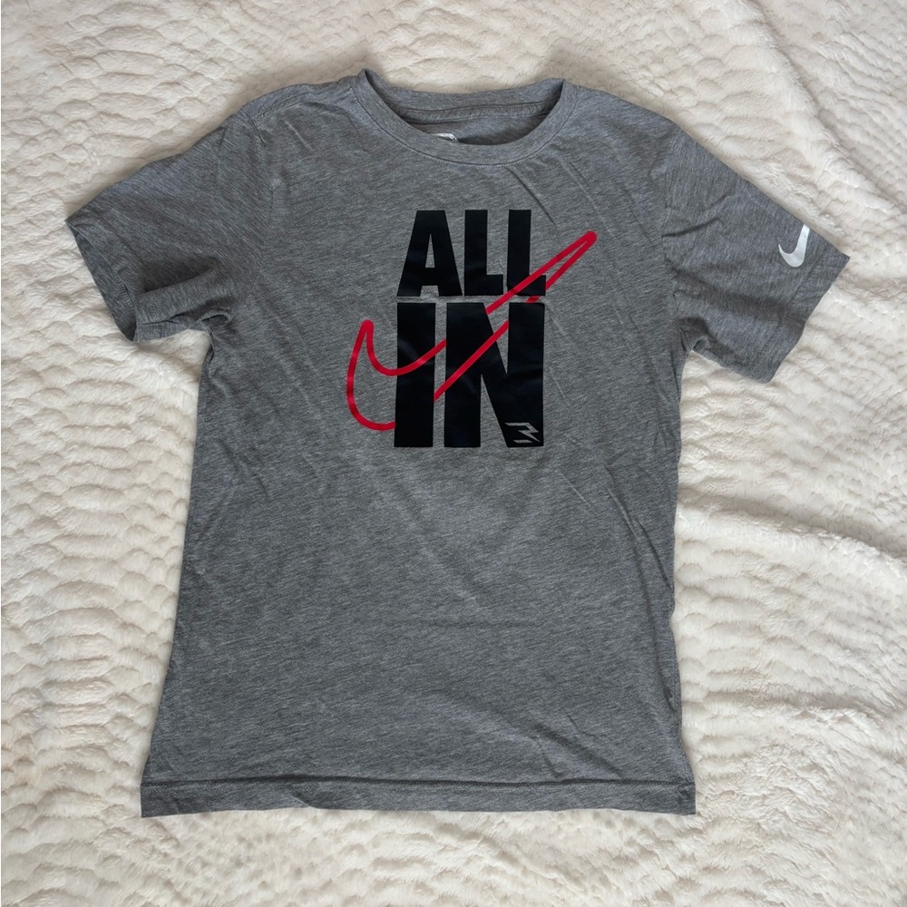 Nike Kids Gray and Red Graphic Tee